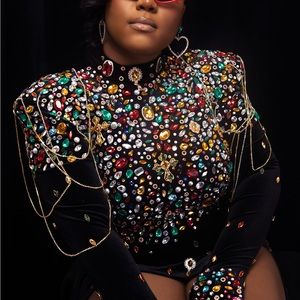 Multi Color Jeweled Mini Dress